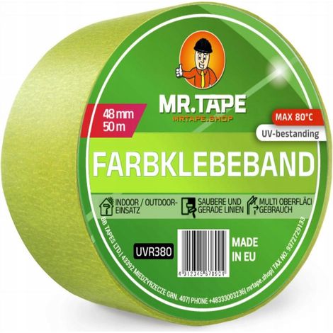 Grünes Malerband aus Papier, 80 °C, mit lösungsmittelhaltigem Klebstoff, UV-beständig, 50 mm/50 m