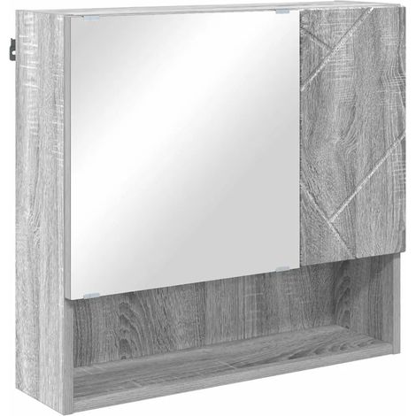 Armoire miroir design moderne gain de place 59 x 17 x 55 cm en bois d'ingénierie gris sonoma (1/5)