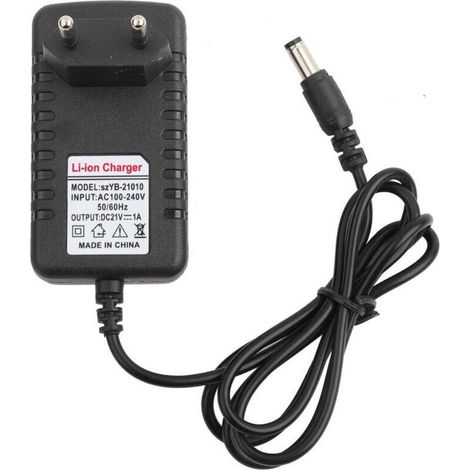 YMYNY Adaptateur de Chargeur Li-ION à Noyau cuivre épais Secteur 21V/1A Batterie au Lithium Port 5,5 x 2,5 mm Prise UE (1/5)