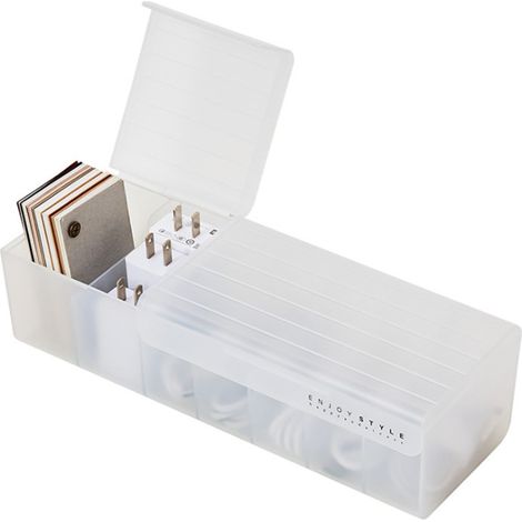 Lot de 2 boîtes de rangement pour câbles de données, étui anti-poussière pour fils, organiseur de câbles multi-grille. (1/5)