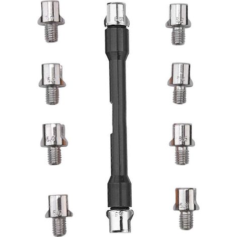 Speichenschlüssel für Motorradlenker, CNC-gefräster Schlüsselsatz, Länge 5,0–6,8 Zoll (93 mm / 3,7 Zoll), passend für die meisten Motorradreifen-Reparaturschlüssel, schwarz (1/5)
