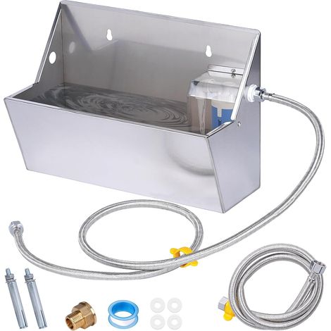 Abreuvoir Automatique pour Chien Abreuvoir en Acier Inoxydable 8L pour Bétail avec Tuyau d’Eau 100cm et 150cm Kit de Soupape à Flotteur de Remplissage Automatique Réservoir d’Abreuvoir (1/5)