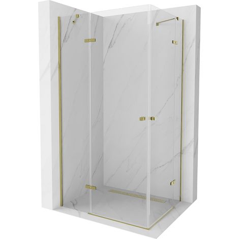 Mexen Roma Duo Duschkabine, Drehbar 80 x 70 cm, Transparent, Gold - 854-080-070-50-00-02 (1/5)