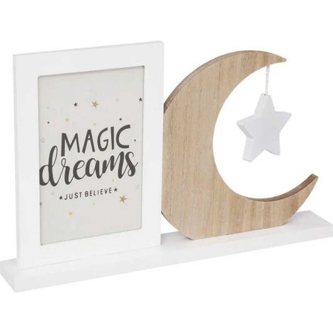 Cadre Photo Enfant Lune 10x15cm Blanc & Beige (1/2)