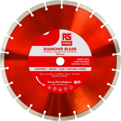 Lame de scie circulaire RS PRO Ø20mm Ø300mm pour Matériaux multiples X 1 ( Prix pour 1 )
