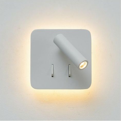 Lampada da comodino monoblocco a LED quadrata, applique da interni per hotel o corridoio, con interruttore, nera 3W (bianca) - 147 x 30 mm (1/3)