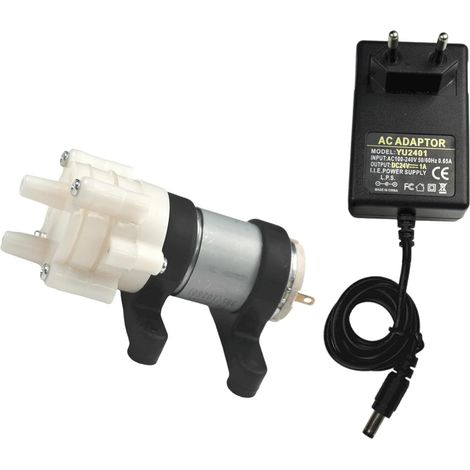 1 Pompe à eau électrique 385 DC 24V Débit 1.7L/min Pour aquarium et bricolage (1/5)