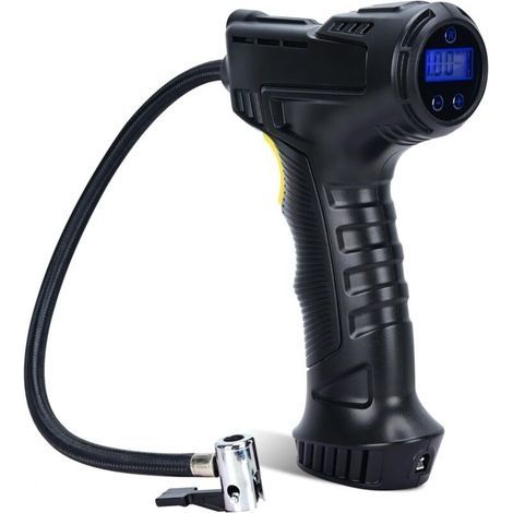 Compresseur d'air sans fil 120 W – Gonfleur de pneus avec 3 buses – Éclairage LED – Rechargeable USB – Pression max 150 psi (1/5)