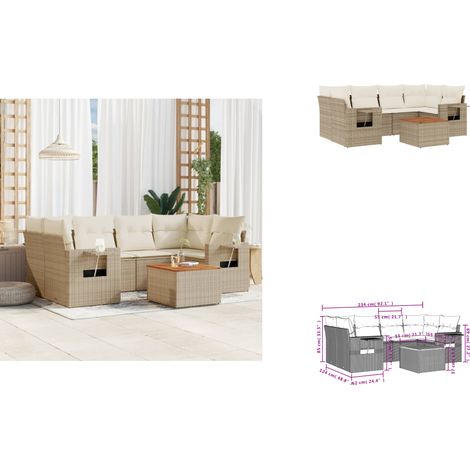 7-tlg. Garten-Sofagarnitur mit Kissen Beige Poly Rattan - Gartenmöbel Set - PE-Rattan Möbel - Outdoor Lounge - Esszimmergarnitur - Balkonmöbel (1/3)