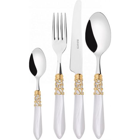 Set posate 24 pezzi in scatola Gallery Melodia ghiera dorata Bianco Madreperla Bugatti (1/3)