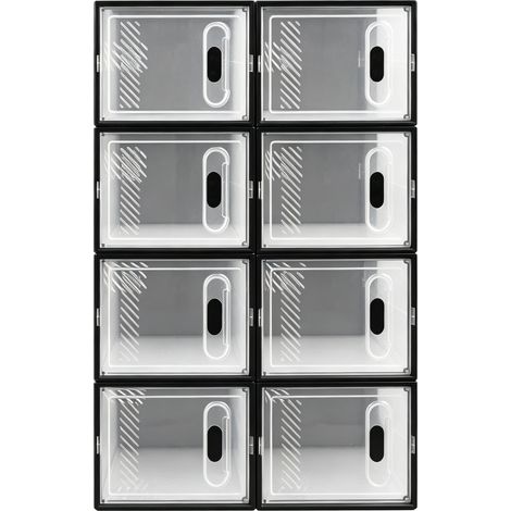 Caja zapatero apilable modular de plástico transparente, 8 unidades (1/5)