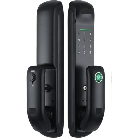 Serrure de porte intelligente Serrure de porte intelligente numérique à panneau givré biométrique à empreintes digitales WiFi TUYA ou TTLock APP mot de passe sécurité de la carte à puce ( Color : 1 UK (1/5)