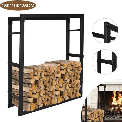 TolleTour étagère à bois de cheminée aide à l’empilage 150×100×25 cm en métal résistant aux intempéries rangement pour bois de chauffage (1/5)