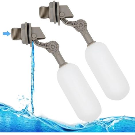 Lot de 2 d'eau 1/2 "Arrêt automatique Robinet à tournant sphérique à flotteur pour réservoir d'eau à remplissage automatique avec adaptateur de tuyau d'eau pour aquarium d'abreuvoir (1/5)