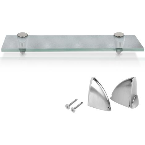 Randaco Glasablage Milchglas Glänzend aus rostfreiem Zinkdruckguss Silber glänzend Zinkdruckguss chrom Glas satiniert 40x10CM