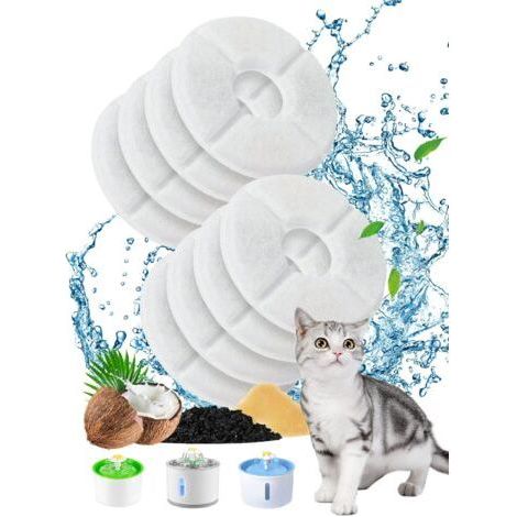 Juego de 8 filtros para bebederos de gatos, filtros de repuesto para bebederos de perros y gatos, bebedero para gatos con resina y carbón activado. (1/3)