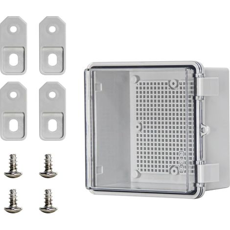 (15x15x9 cm) Boîtier de jonction électrique pour extérieur Boîtier de projet IP66 en plastique ABS Enceinte électrique avec couvercle à charnière Boîtier électrique transparent (1/5)