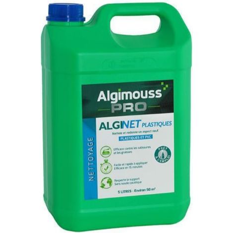 ALGINET PLASTIQUE - 5 LITRES - Nettoyant plastiques, PVC ALGIMOUSS - 049003