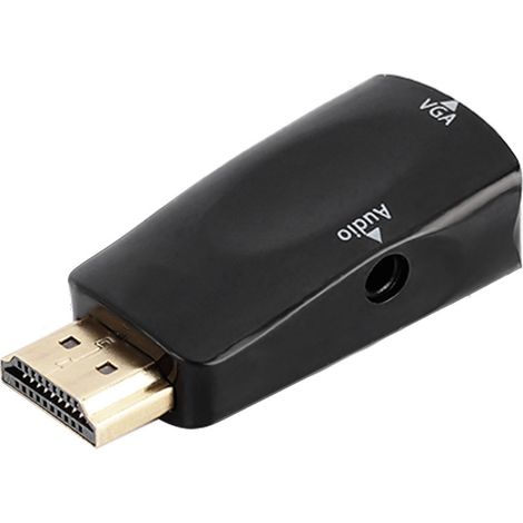 Adaptateur convertisseur HDMI femelle vers VGA femelle HD 1080p avec câble de sortie audio 3,5 mm, noir