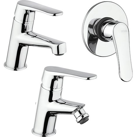 Set Rubinetti Piralla per lavabo e bidet con scarico automatico e doccia incasso serie Attila cromato (1/5)