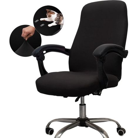 Stuhlbezug Bürostuhlbezug Universeller Stretch Schreibtisch und Stuhlbezug, Computerstuhlbezug Größe L Schwarz (1/5)