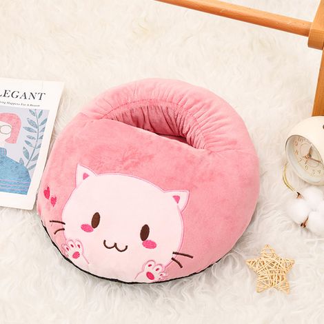Chauffe-pieds chauffant au motif chat, sac chauffant USB au motif animalier, 5V 2A Chauffe-pieds douillet, amovible, lavable en machine, Trois réglages de température, avec fonction minuterie(chat)