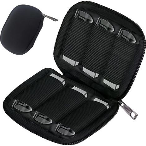1 pz Borsa portaoggetti, scomparti per chiavette USB, organizer per accessori elettronici, piccola chiavetta USB, organizer, scatola portaoggetti nera, custodia per 6 (1/5)