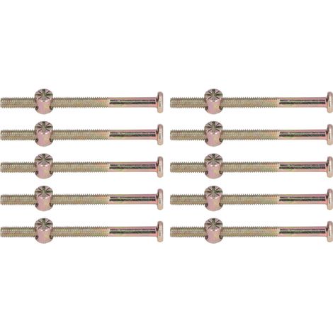 Lot de 10 vis à tête cylindrique hexagonale M6x80mm en acier inoxydable zingué pour moquette bébé, chaise, table, étagère (1/5)
