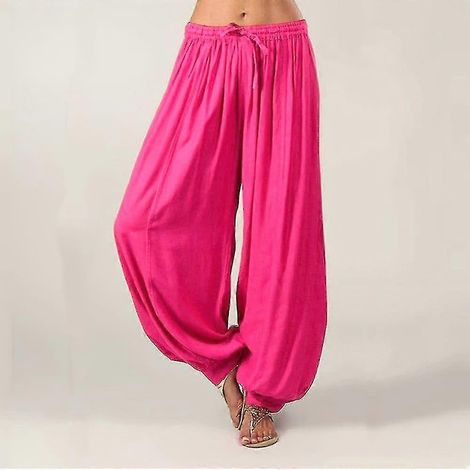 Yoga-Haremshose für Damen, locker geschnitten, mit Kordelzug, ideal für Bauchtanz und Yoga. Erhältlich in Grün, Weiß und Schwarz. Bequeme Winter-Sportbekleidung. (1/5)