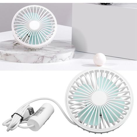 Mini-Autoventilator, tragbar, USB-betrieben, mit Umgebungslicht und 3 einstellbaren Geschwindigkeiten (weiß). (1/5)