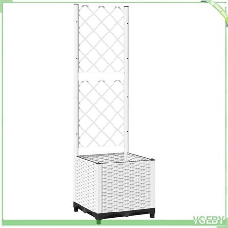 Jardinière avec treillis - FAFEICY - 153280 - Blanc - 40 x 40 x 136 cm - Polypropylène anti-choc (1/5)