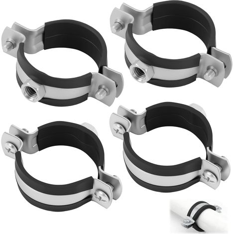 4 pièces de boîtier de tuyau en fer galvanisé avec bouchon en caoutchouc (40-43 mm / 1 1/4") - Pince à tuyau durable pour la maison et le travail, boîtier de tuyau avec bouchon en caoutchouc, boîtier (1/5)