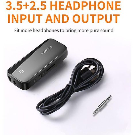 Adaptateur émetteur-récepteur Bluetooth 5.1 sans fil, dongle NFC avec carte TF et prise jack 3,5 mm pour autoradio, audio auxiliaire, stéréo Hi-Fi et casque audio. (1/5)