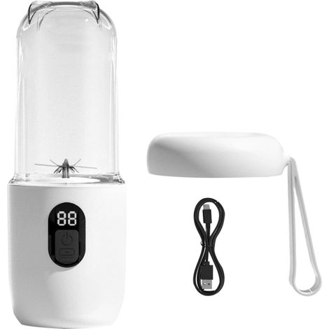 Mixeur Portable Électrique Sans Fil USB Rechargeable – Gobelet Juicer avec Couvercle Mélange Puissant Gym Voyage Cuisine, Blanc (1/5)