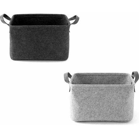 Felt Storage Box with Two Felt Baskets with Handles, Can be Used as a Container for Clothes, Towels, Toiletries, Baby Items, Books, etc. 2 Pieces (p (1/5)