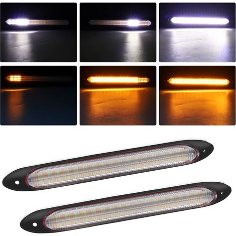 par de luces LED de circulación diurna de 12 V, universales, secuenciales, bicolor, ámbar y blanco, para coche, impermeables, DRL (15,5 cm) (1/5)