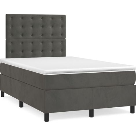 Maison Exclusive - Giroletto a Molle con Materasso Grigio Scuro 120x200 cm Velluto (1/5)