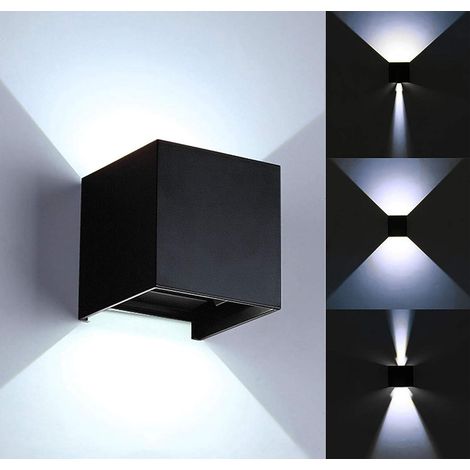 Luminaire mural LED 12W moderne, applique extérieure étanche, angle de faisceau réglable, boîtier en alliage d'aluminium, noir 6000K, éclairage de façade imperméable. (1/5)