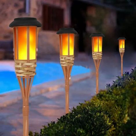 Solarbetriebene Gartenfackeln, IP44 wasserdicht, 60 cm, Flammenlampen für Landschaftsgestaltung und Außenbeleuchtung