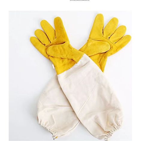 Filiyano-Gants de protection en peau de mouton à manches longues (jaunes) en forme de ruche (1/5)