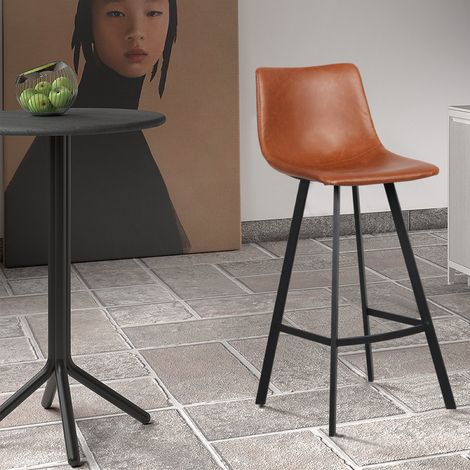Tabouret de bar en PU cognac OSAKA (lot de 2) (1/5)