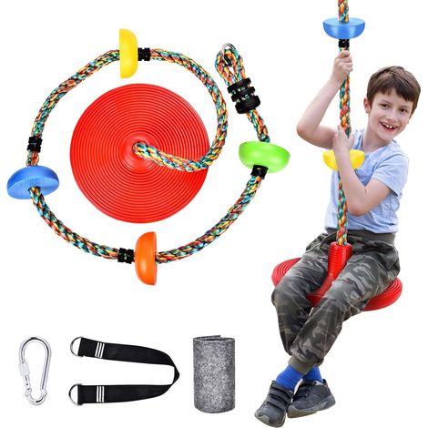Seilkletterschaukel für Kinder, mit Plattform und Scheibensitz, maximale Tragfähigkeit von ca. 200 kg, Durchmesser von ca. 30 cm, für Kinder und Erwachsene (1/5)