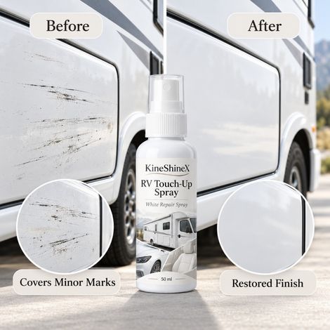 KineShineX Farbwechselspray für Wohnmobile, Weißlack-Ersatz, Lackrenovierung für Wohnmobil-Ledersitze, Ausbesserungsarbeiten, Kratzerentfernung (1/4)