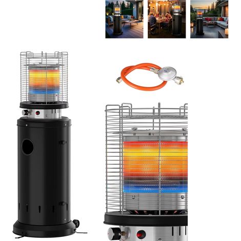 Chauffage de terrasse, Chauffage de garage, Haute efficacité thermique,Chauffage céramique au propane, Adapté aux fourgons aménagés(Noir)