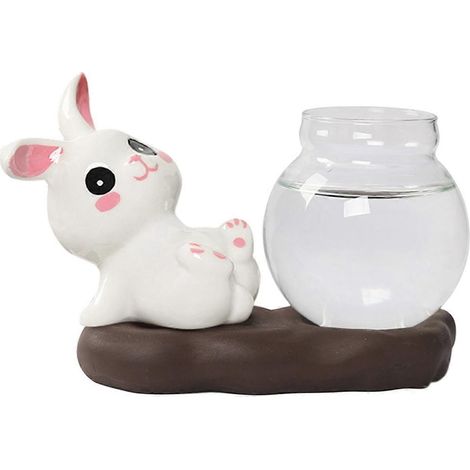 Vase hydroponique en forme de lapin mignon de dessin animé pour la décoration intérieure-- (1/5)