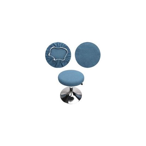 Couverture de tabouret rond 30-40 cm élastique lavable entretien facile douce durable pour pouf rond ou carré (1 pièce bleue)