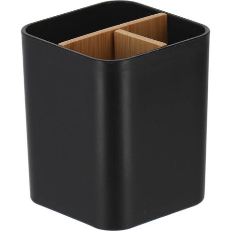 Organizzatore quadrato a 3 scomparti plastica di bambù - nero opaco - Tendance