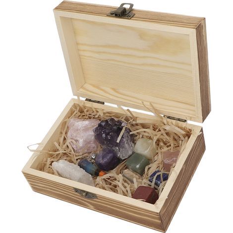 Kit de Pierres de Chakra avec Pendule et Boîte - Améthyste, Quartz Rose et Cristaux de Guérison