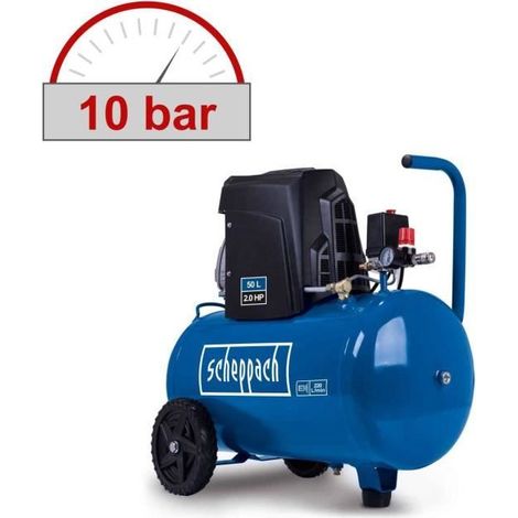 Scheppach – Compresseur 50L 220 L/min 1500W 10 bars – Moteur puissant pour chantiers humides – Débit d'air élevé pour travaux intensifs (1/3)