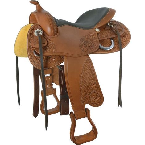 Sella western treeless Freemax Cow Leather in cuoio ingrassato senza arcione: 17", Marrone scuro (1/4)